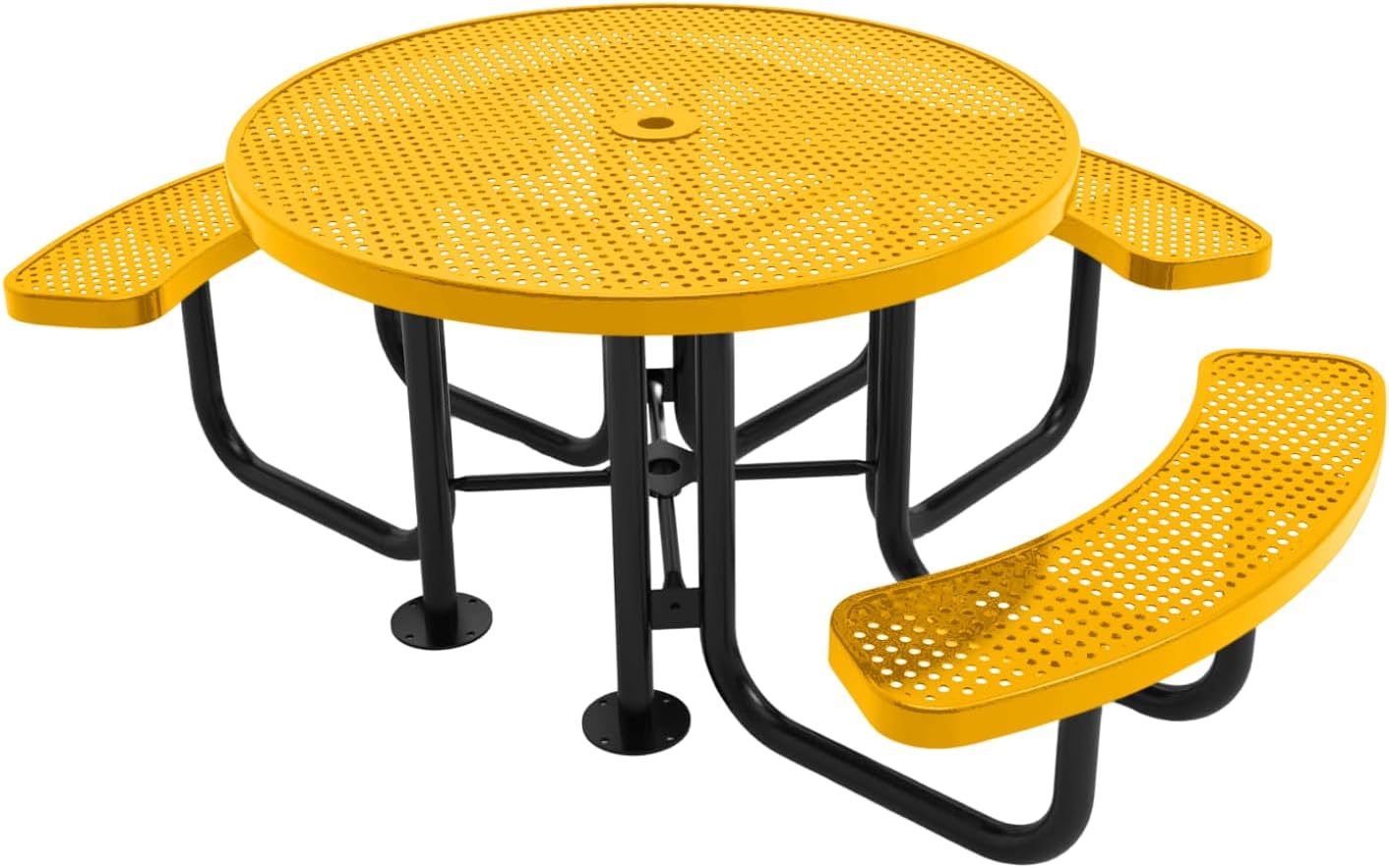 Heavy-Duty Portable ADA-Compliant Outdoor Picnic Table with Umbrella Hole, Punched Steel Patio