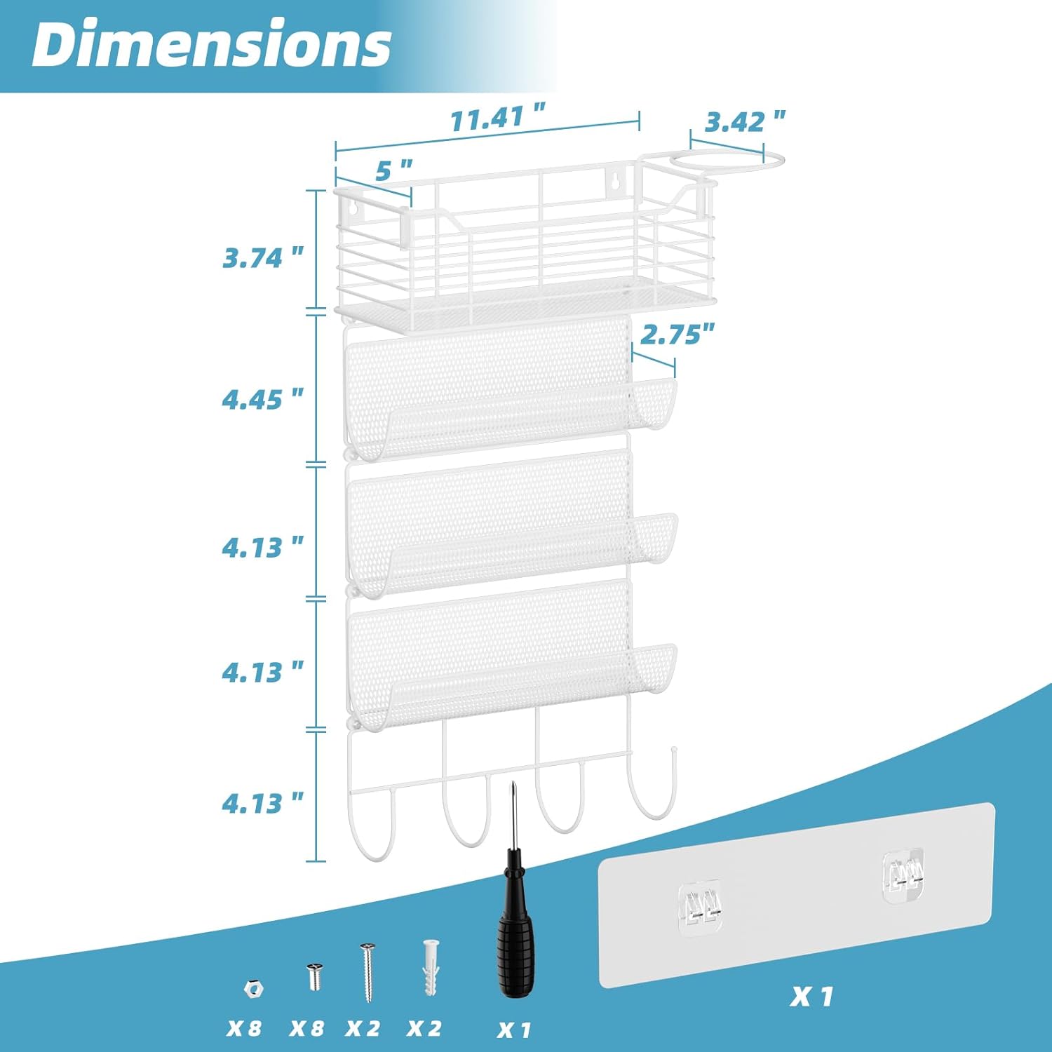 VITVITI Metal Hair Tool Organizer Wall Mount, Hair Dryer Holder with 4 Tier Shelf Basket Hooks