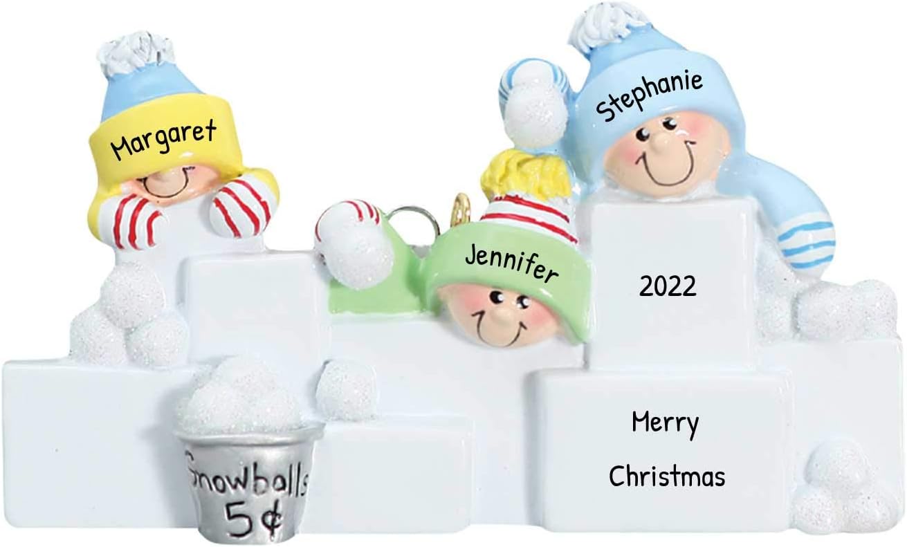 Personalized Family Christmas Ornament - Custom Ornament Family of 3 Xmas Ornaments 2024 Snowball
