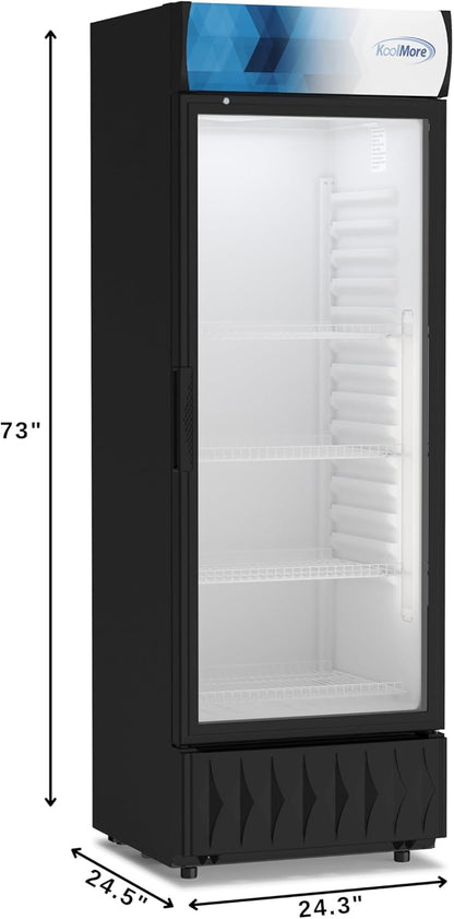 KoolMore DGDR-1D-12C 24 in. 12 Commercial One Glass Door Beverage Display Merchandiser Refrigerator