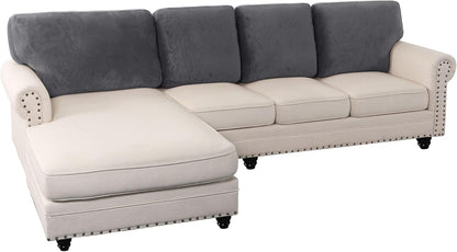PrinceDeco Sectional Couch Covers Velvet Cushion Covers for Sectional Couch Washable Cushion Covers