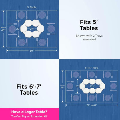Full Set - White - The First Patented Lazy Susan Turntable Expandable for Rectangular & Oblong