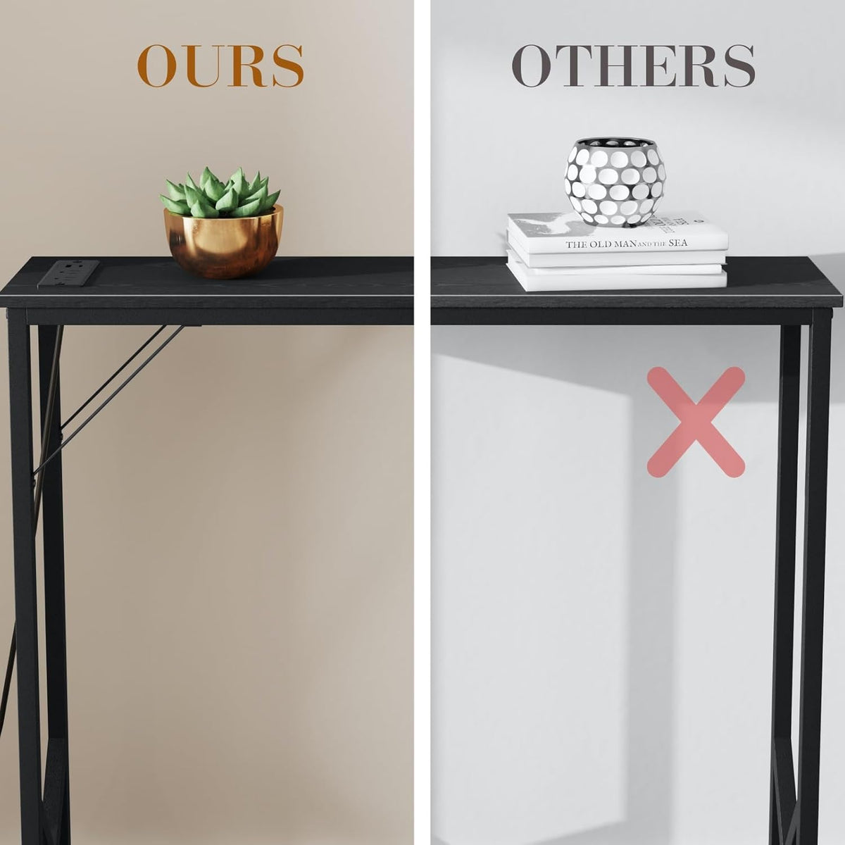 39.4" Console Table, Skinny Entryway Table with Fast-Charging Station, Narrow Long Sofa Table