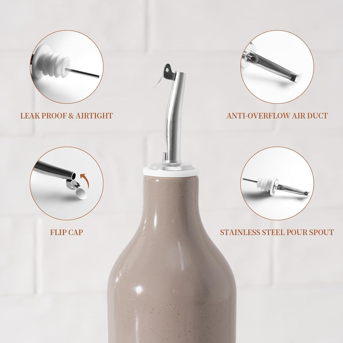 famiware Milkyway 16oz Ceramic Olive Oil Dispenser Bottle, Olive Oil and Vinegar Dispenser Bottle