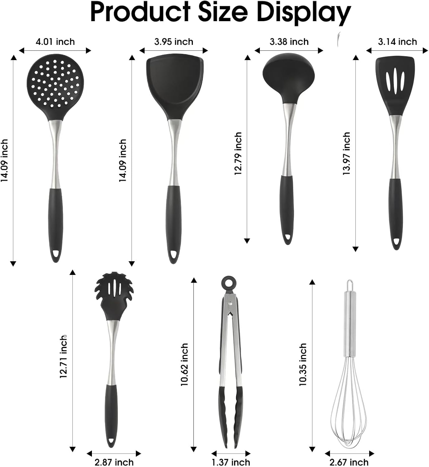 Premium Black Silicone Cooking Utensils Set - Non-Toxic, Heat Resistant& Non-Stick Kitchen Utensils
