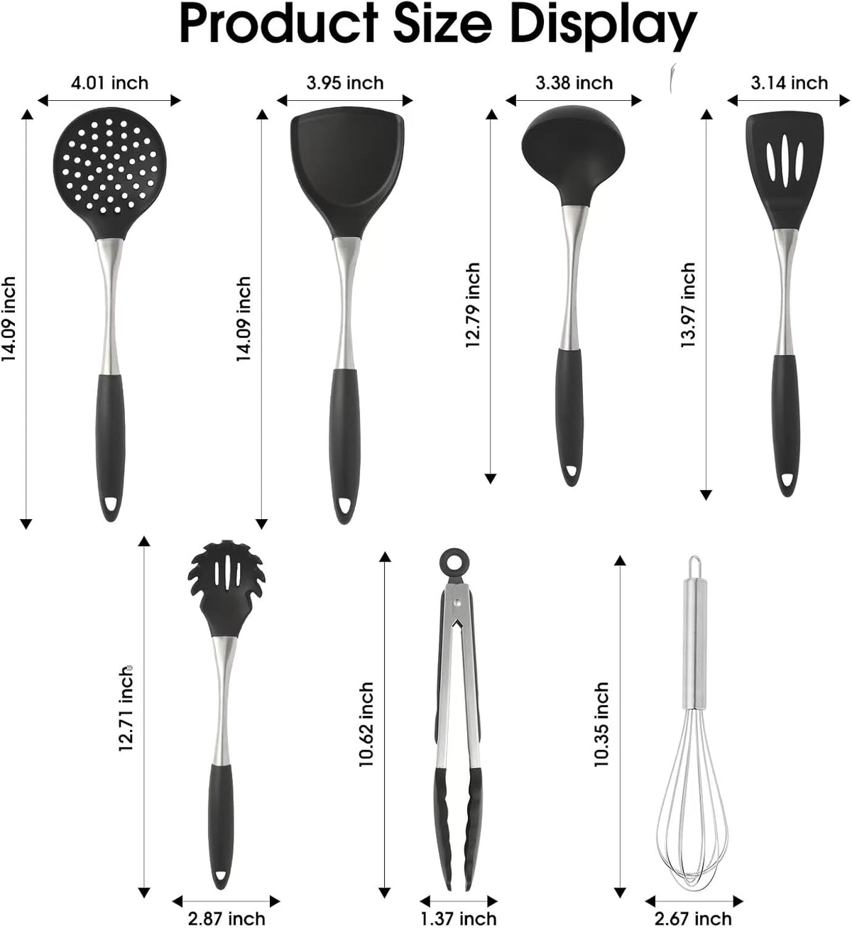 Premium Black Silicone Cooking Utensils Set - Non-Toxic, Heat Resistant& Non-Stick Kitchen Utensils