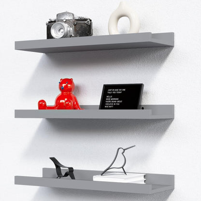 RICHER HOUSE 3 Set Floating Shelves for Wall, Black Wall Mounted Shelves with Lip for Storage