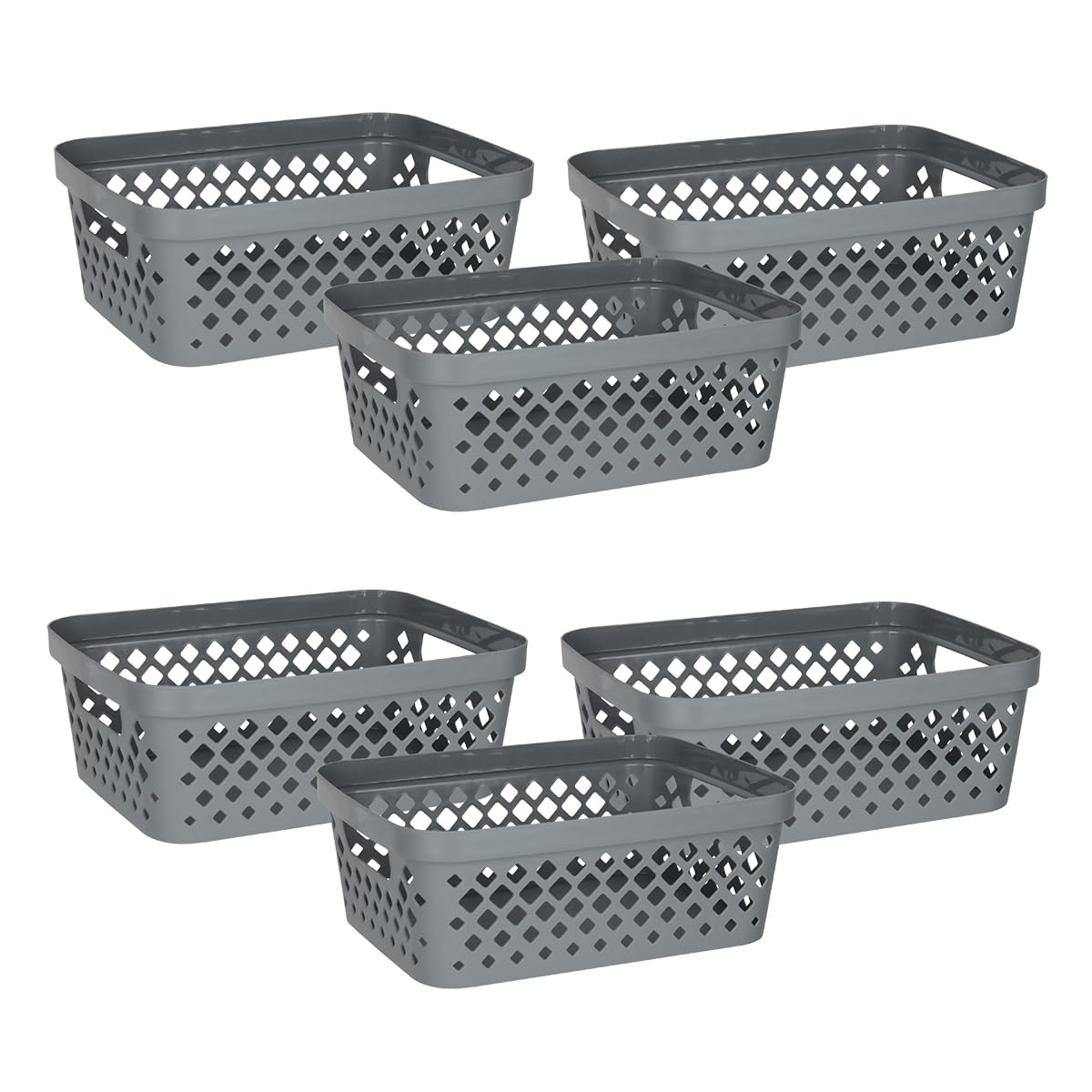 Glad Plastic Storage Basket Set, Value Pack of 6 | Open Storage Bins for Shelves, Bathroom, Pantry