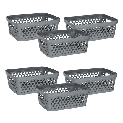 Glad Plastic Storage Basket Set, Value Pack of 6 | Open Storage Bins for Shelves, Bathroom, Pantry