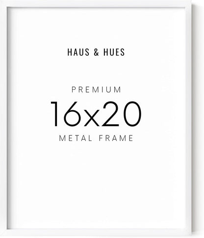 HAUS AND HUES White 16x20 Picture Frame - Modern Aluminum Wall Art Display - Minimalist