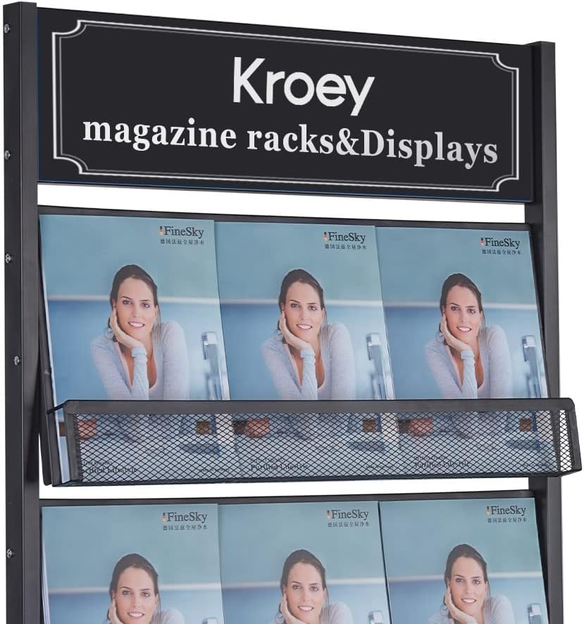 Floor Magazine Rack brochure Display Stand for Offices and Public Reception Area，Literature Rack