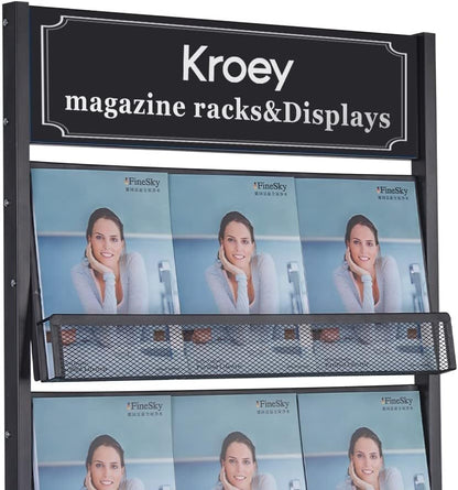 Floor Magazine Rack brochure Display Stand for Offices and Public Reception Area，Literature Rack
