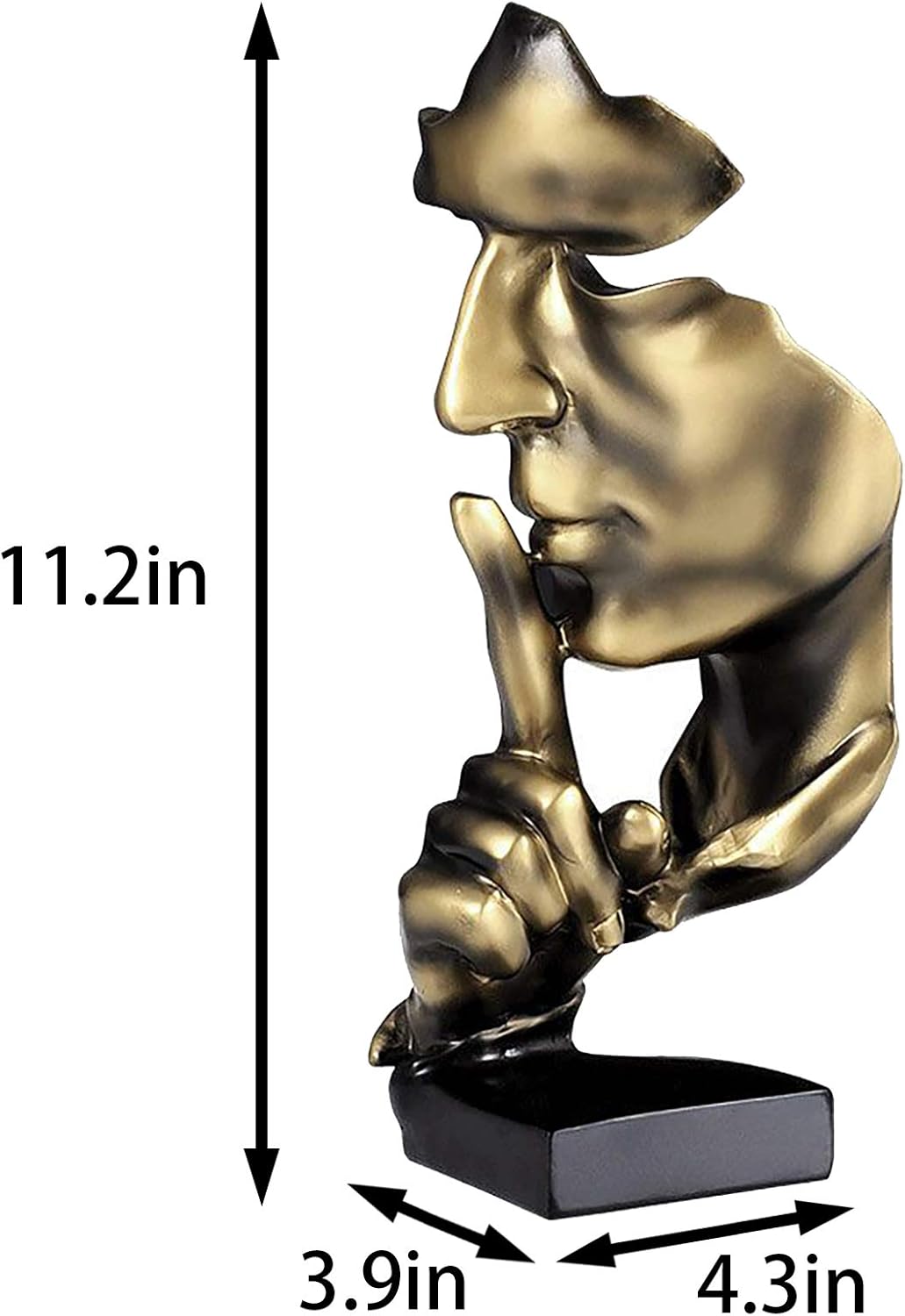 aboxoo Thinker Statue, Silence is Gold Abstract Art Figurine,Modern Home Resin Sculptures