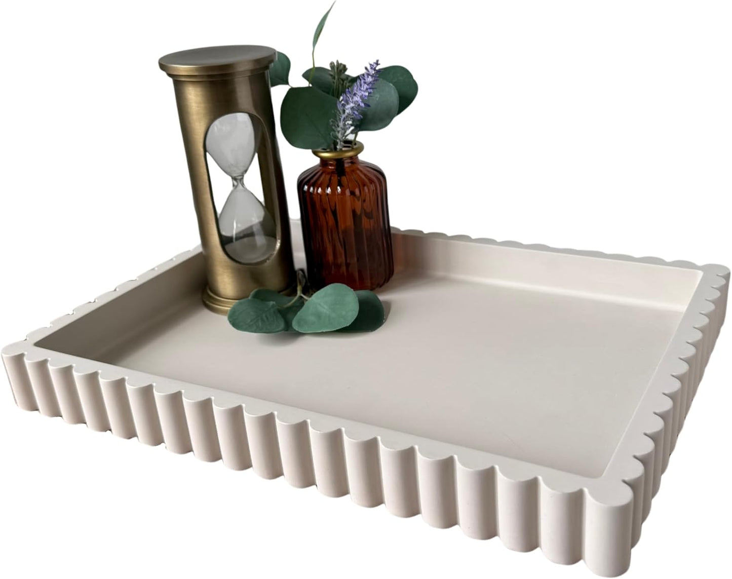 OAKOA Concrete Decorative Tray for Coffee Table Tray Decor - Ottoman Tray for Living Room