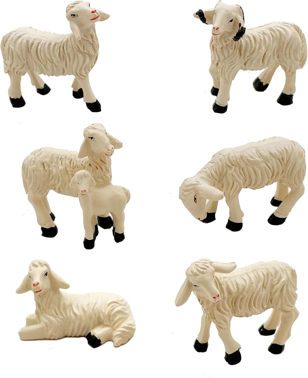 Miniature Garden Figurines Set of 6 Sheep Statues - Outdoor Decor Art for Fall Winter - Patio