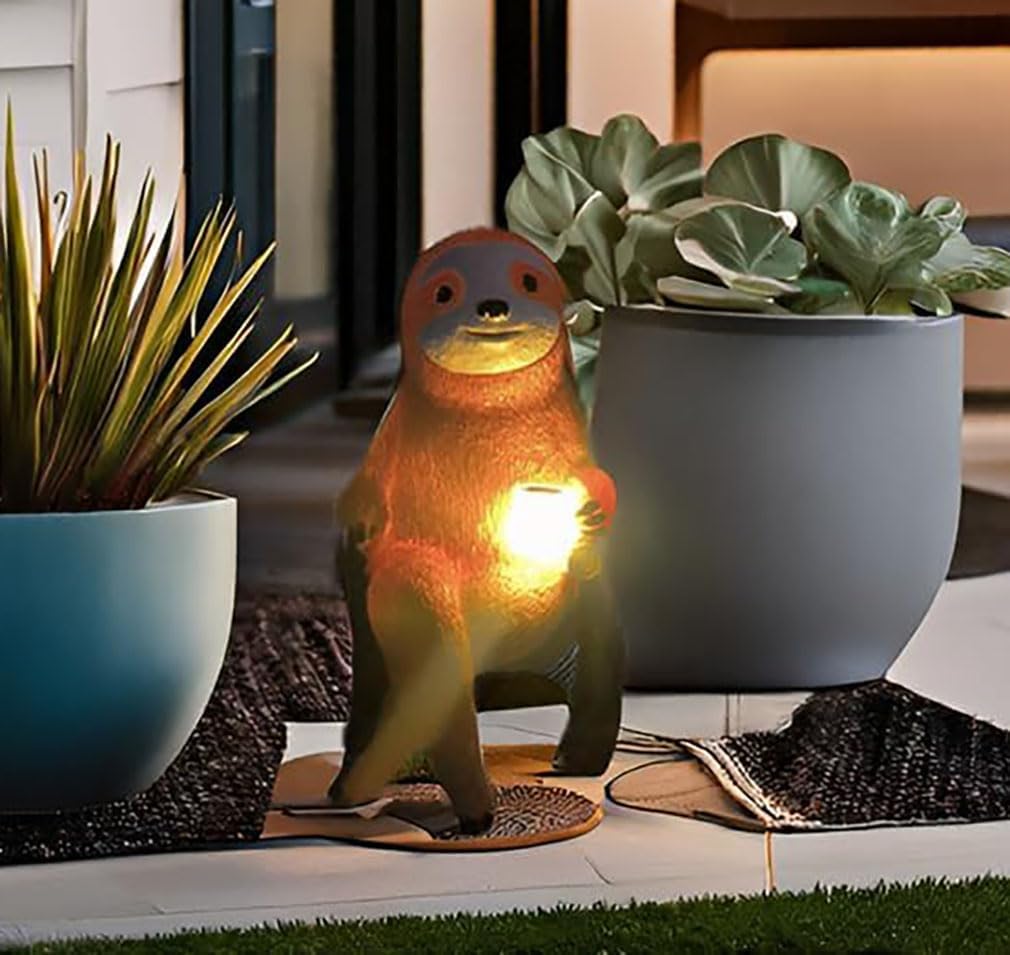 Cute Sloth Solar Light Fairy Garden Accessories Outdoor Figurine Lights Micro Landscape Garden