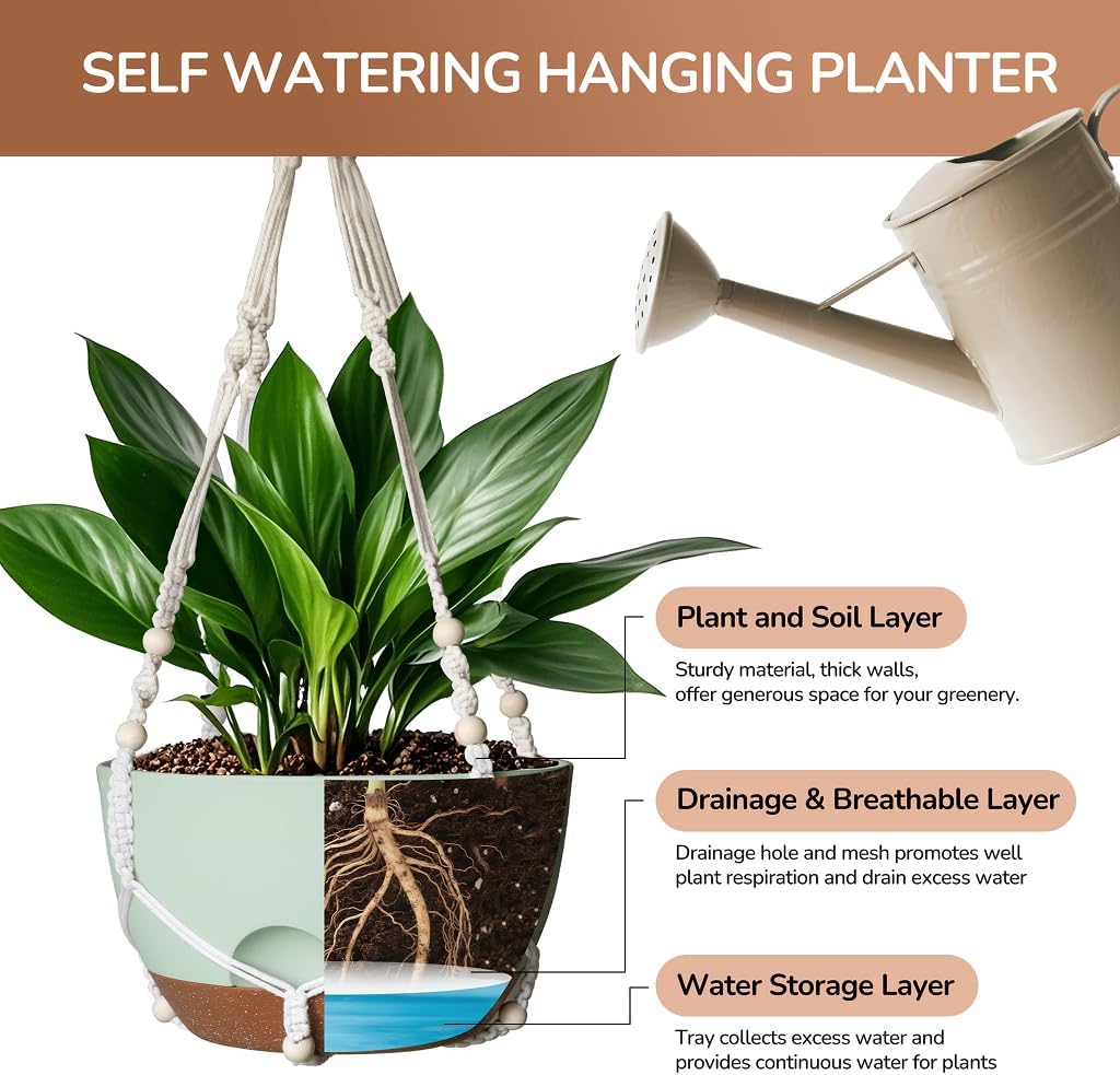 12 Inch Hanging Baskets for Plants Outdoor, Hanging Planters for Indoor Outdoor Plants, Hanging