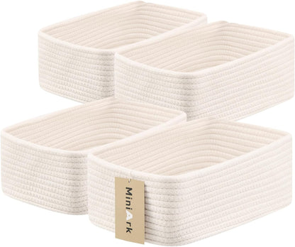 Small Storage Baskets for Organizing | Closet Organizer Bins | Shelf Toy Basket | Woven Rope