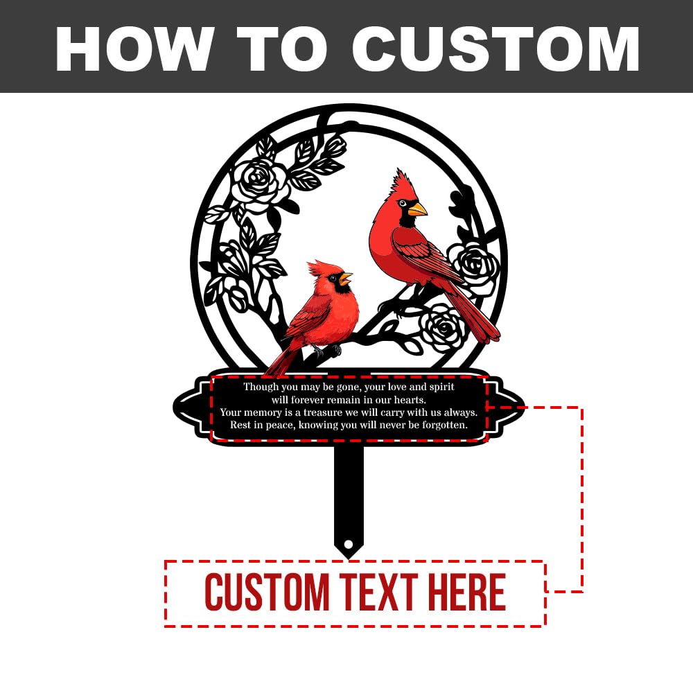 Personalized Cemetery Memorial Metal Stakes, Cardinals Memorial Grave Markers,Graden Decorations