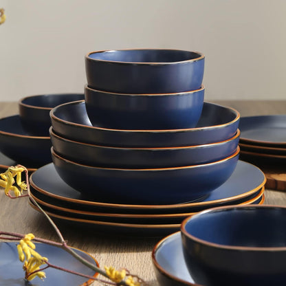 Stone Lain Brasa Modern Stoneware 32 Piece Dinnerware Sets, Plates and bowls Sets, Dish Set for 8