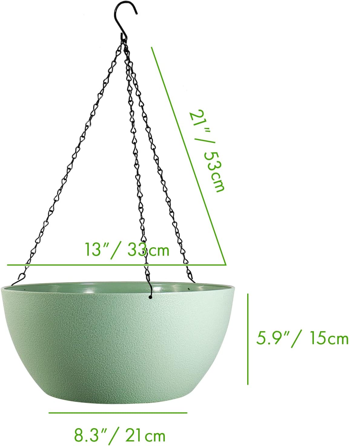 WOUSIWER 13 inch 2 Pack Large Hanging Planters for Indoor Outdoor Plants with Drainage Holes and