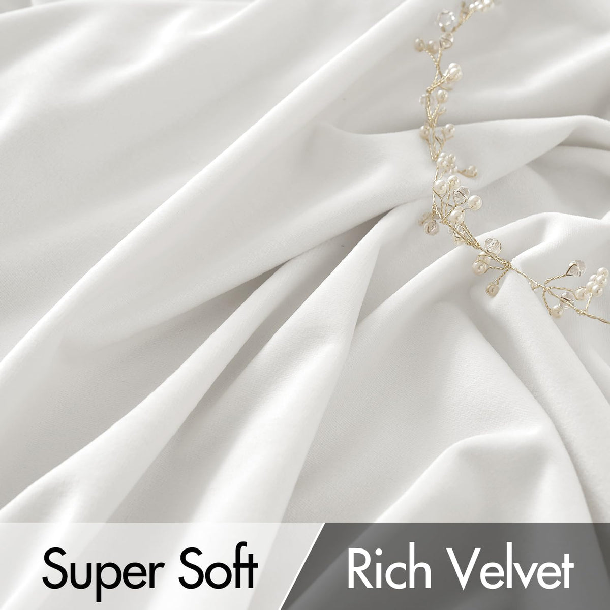 MIULEE White Velvet Curtains 84 inches Long 2 Panels - Luxury Pinch Pleated Room Darkening Window