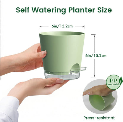 6 inch Self Watering Pots for Indoor Outdoor Plants, 3 Pack Flower Plant Pots with Drainage Holes
