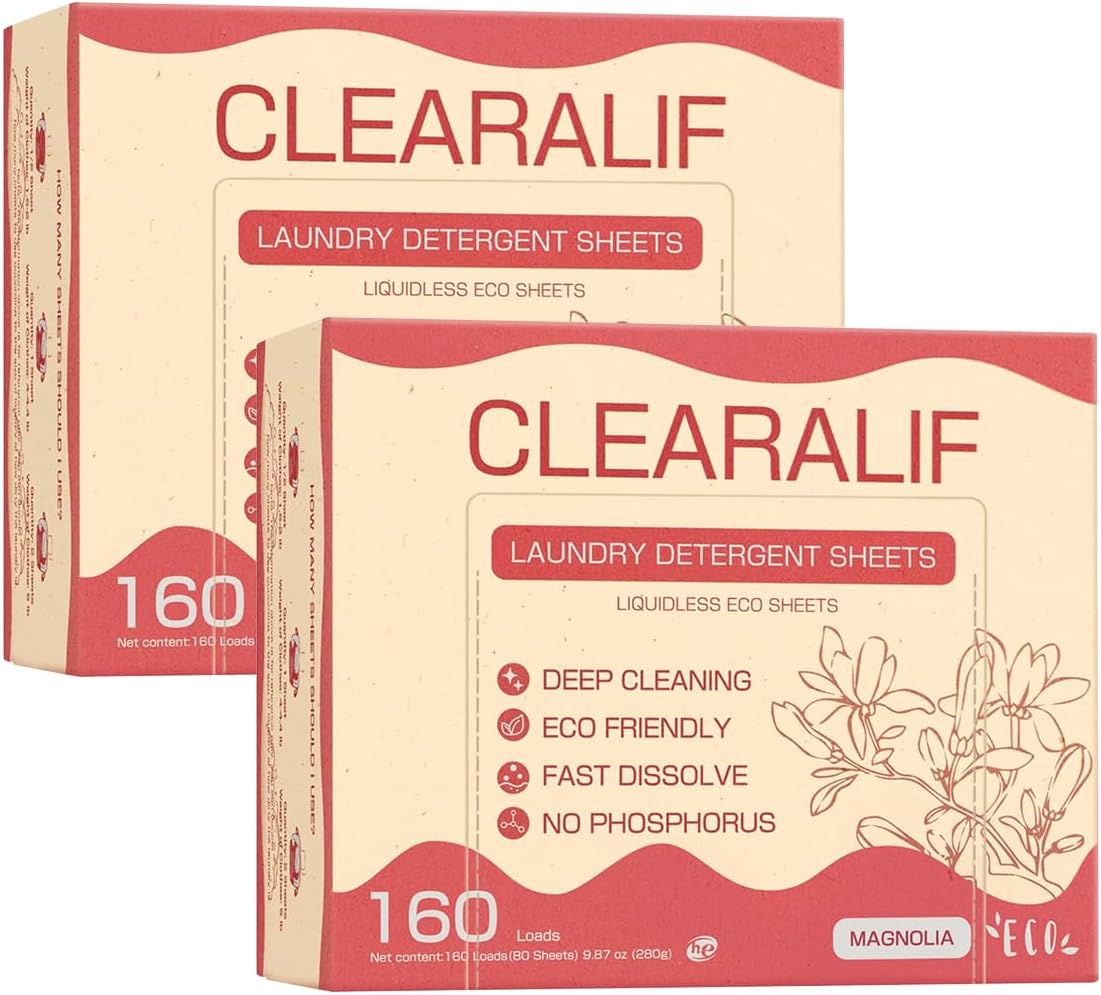 CLEARALIF Laundry Detergent Sheets Up to 320 Loads, Magnolia - Great For Travel,Apartments