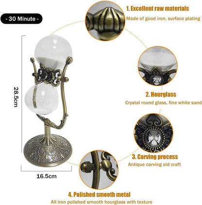 Sand Timer 15 Minutes,Hour Glass,Metal Vintage Hourglass,Hourglass Decor,for Home Decoration Office