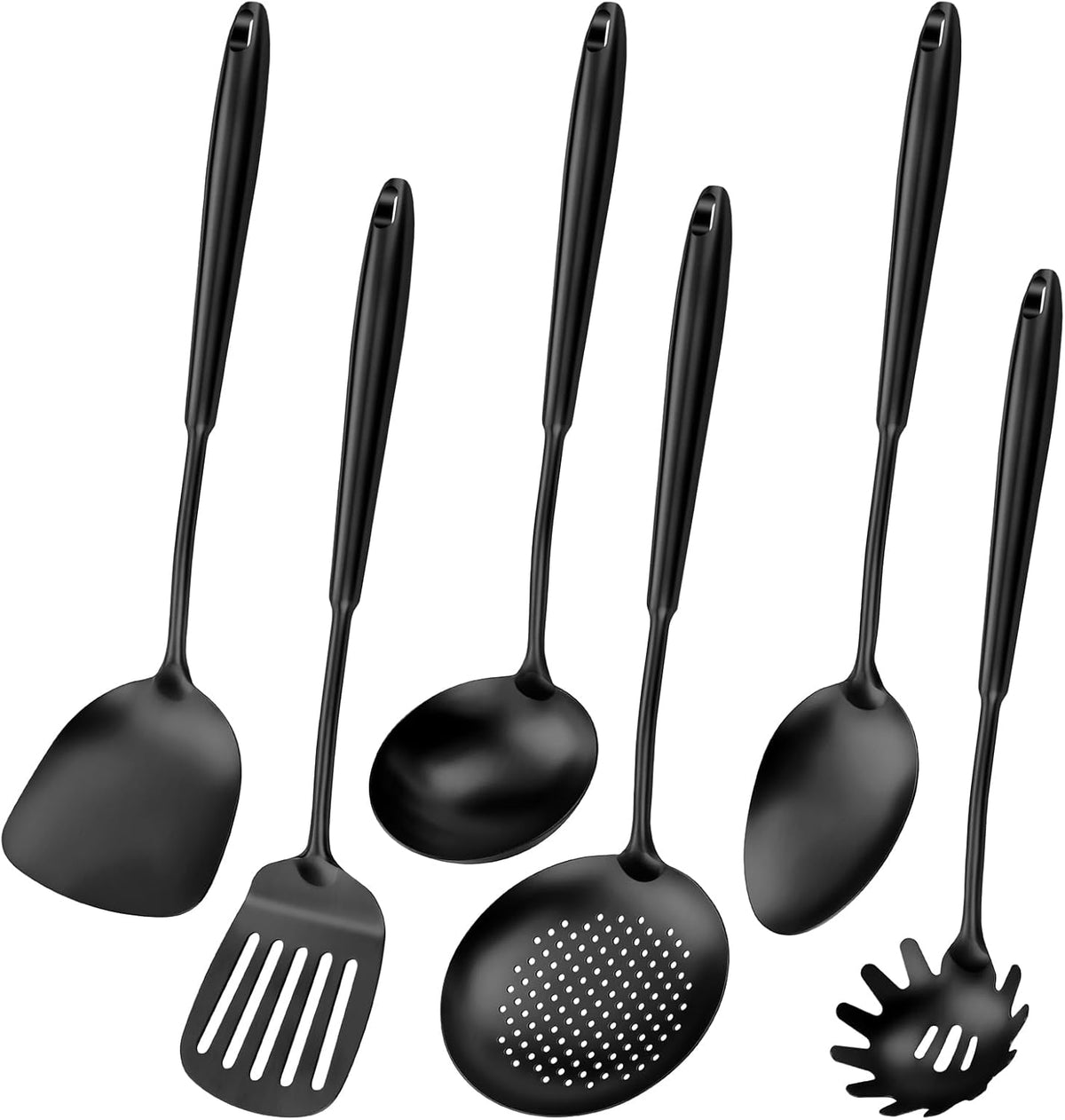 304 Stainless Steel Cooking Utensils,6 Pcs Kitchen Cooking Utensils Set with Spatula, Solid Spoon