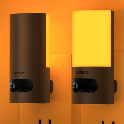 Lyridz Plug-in LED Amber Night Light with Motion Sensor, Rotatable, Dimmable Backlit Nightlight