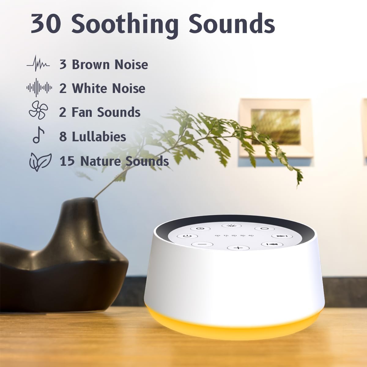 Brown Noise Sound Machine with 30 Soothing Sounds 12 Colors Night Light White Noise Machine for