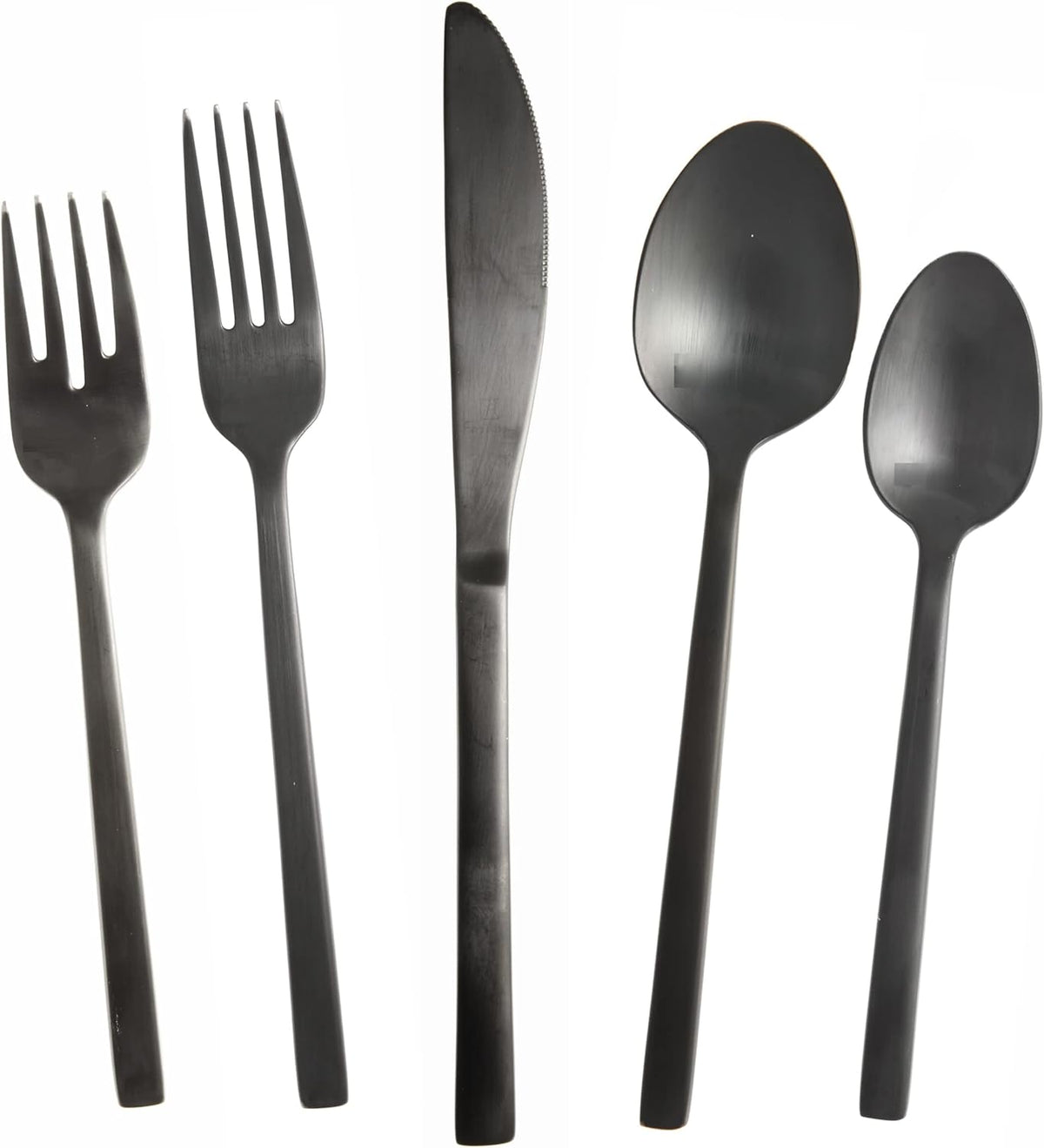 Fortessa Arezzo 18/10 Stainless Steel Flatware, 5 Piece Place Setting, Service for 1, Brushed Black