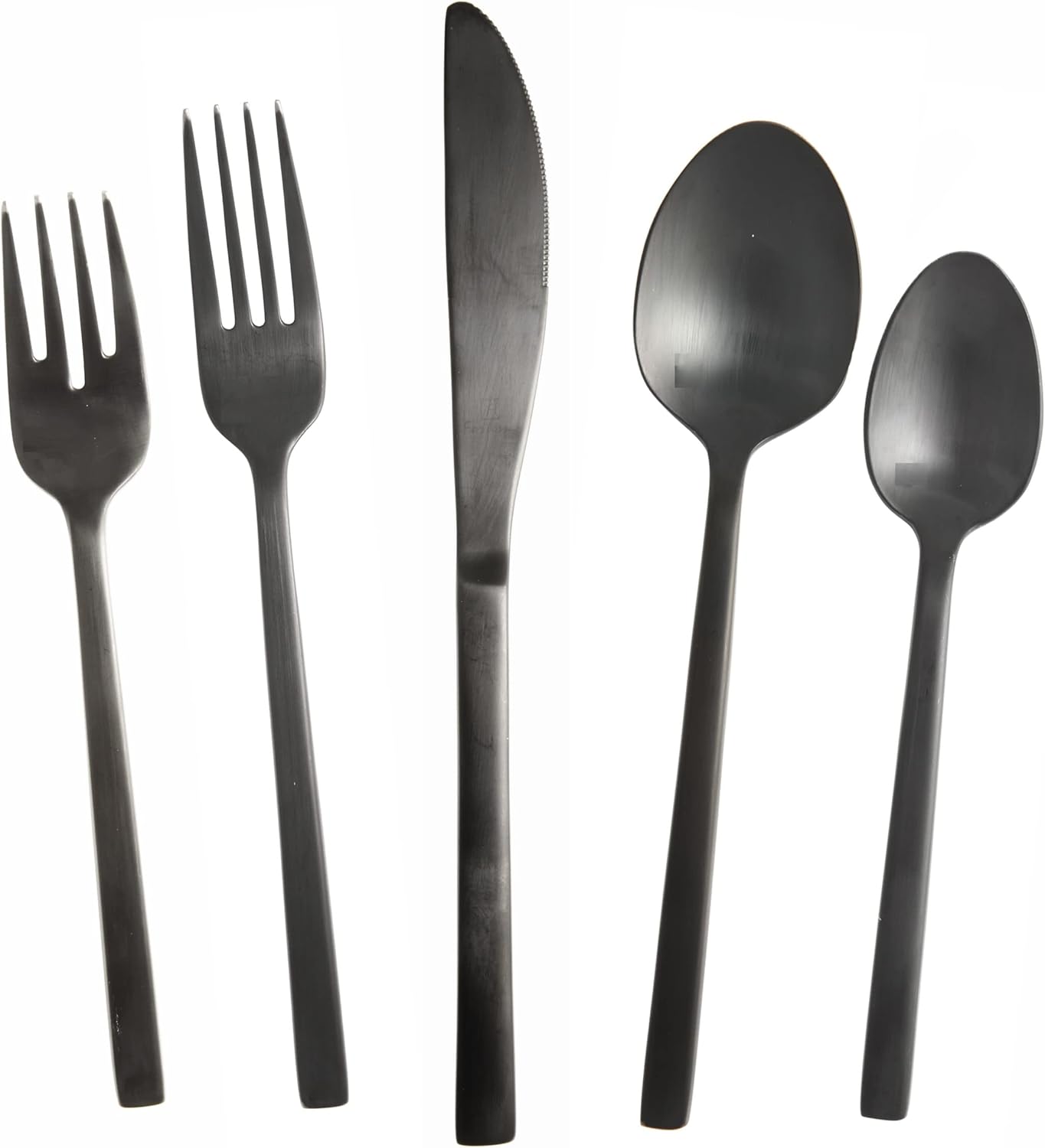 Fortessa Arezzo 18/10 Stainless Steel Flatware, 5 Piece Place Setting, Service for 1, Brushed Black