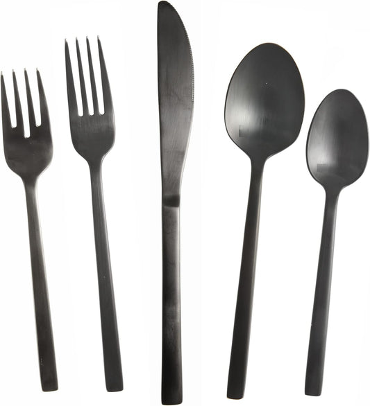 Fortessa Arezzo 18/10 Stainless Steel Flatware, 20 Piece Place Setting (Service for 4), Brushed