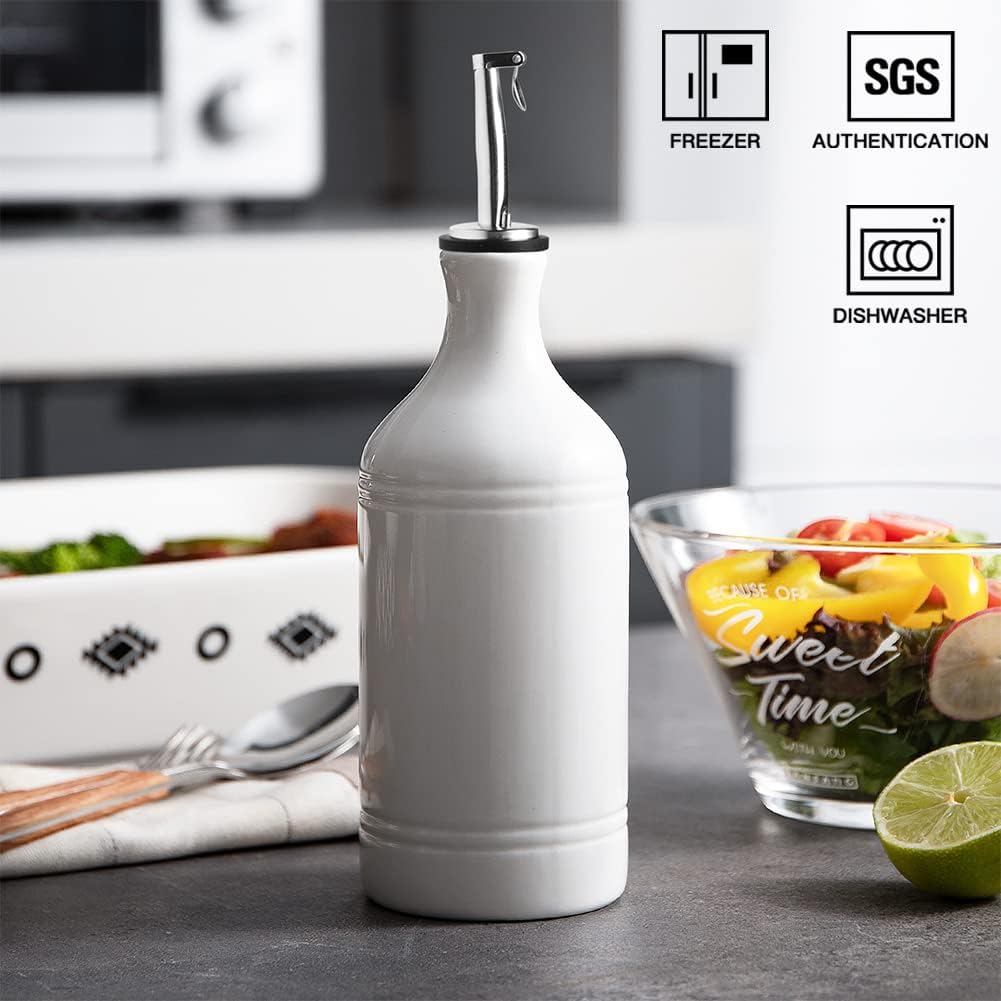 Sweejar Ceramic Olive Oil Dispenser Bottle, Opaque Oil Cruet Protects Oil to Reduce Oxidation