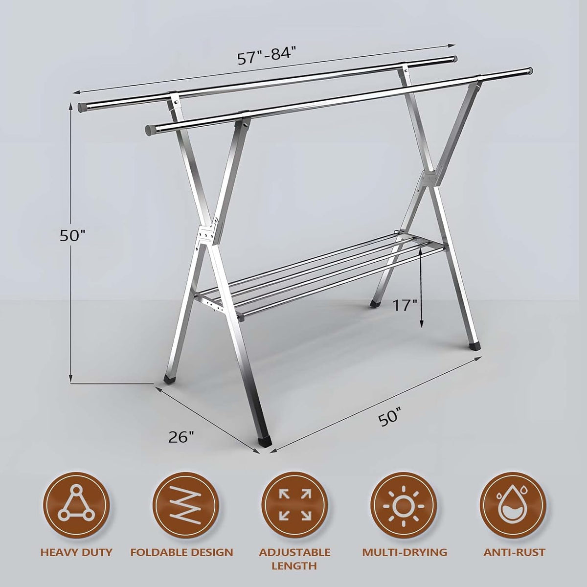 JAUREE Clothes Drying Rack 2 Tiers, Heavy Duty Drying Rack Clothing Folding Indoor Outdoor