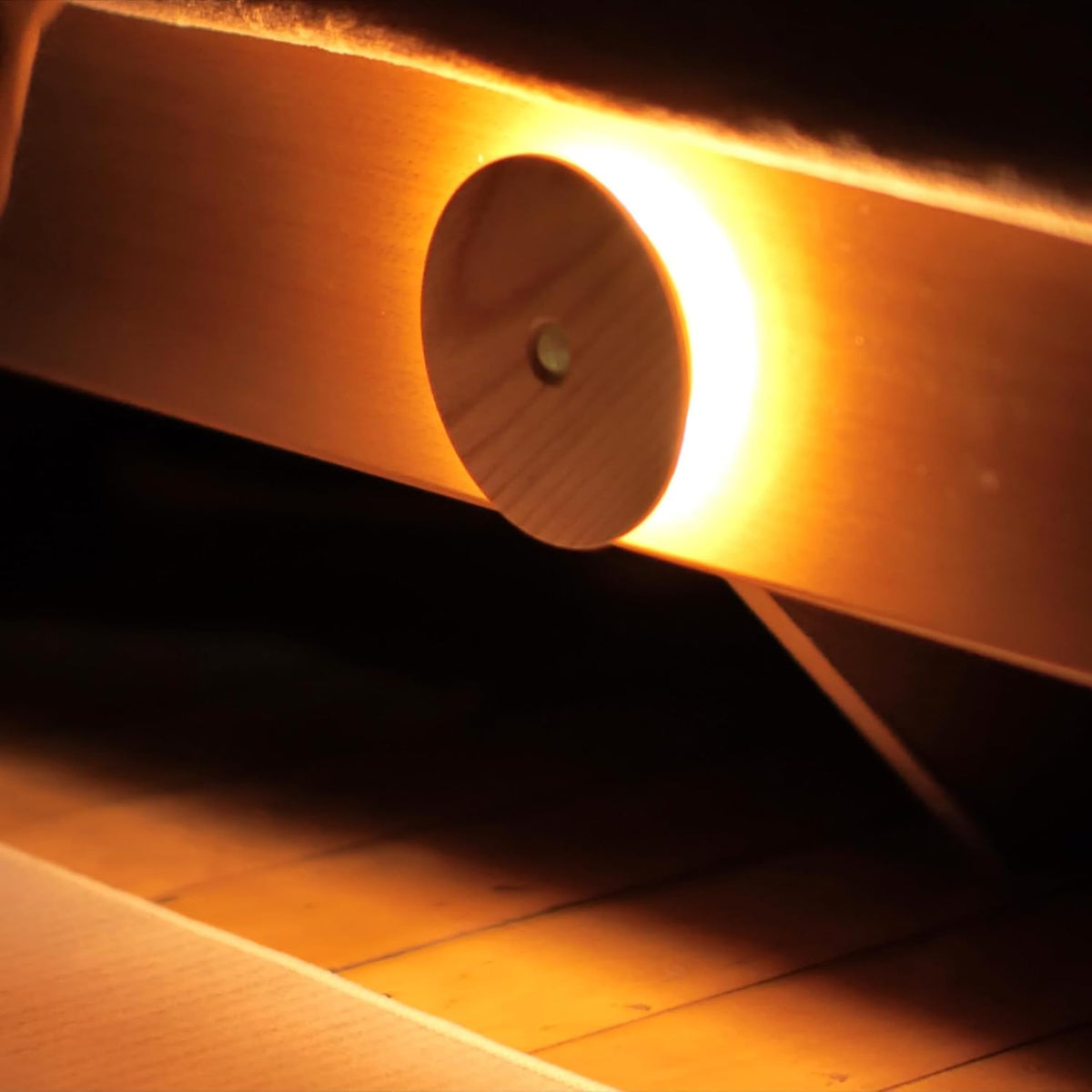 Motion Sensor Night Light Wood Rechargeable Battery-Powered Stick-On Step Lights Magnetic Closet