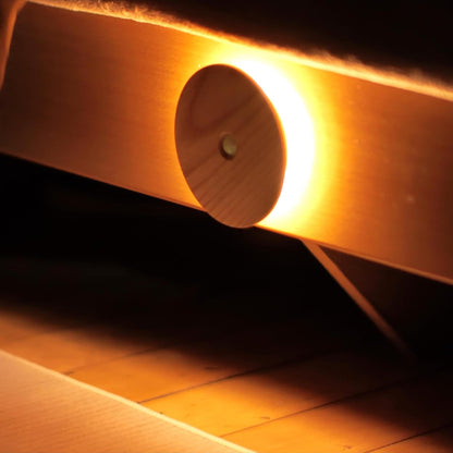 Motion Sensor Night Light Wood Rechargeable Battery-Powered Stick-On Step Lights Magnetic Closet