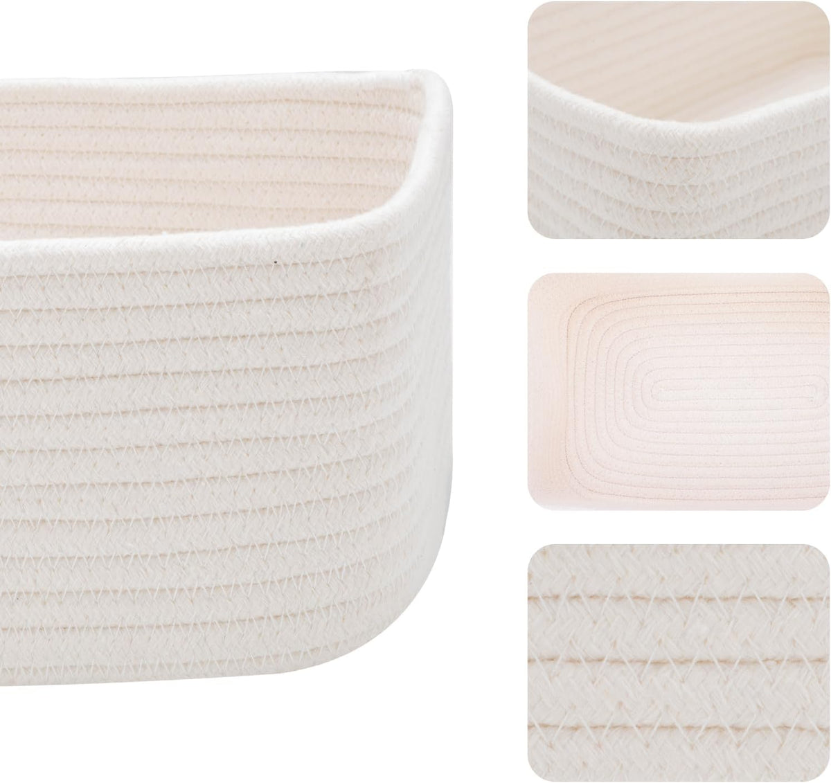 Small Storage Baskets for Organizing | Closet Organizer Bins | Shelf Toy Basket | Woven Rope