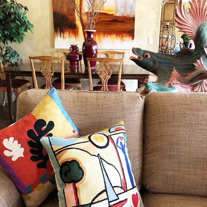 Matisse Coral Pillow Cover | Orange Modern Pillows | Modern Chair Cushion| Farmhouse Pillows |