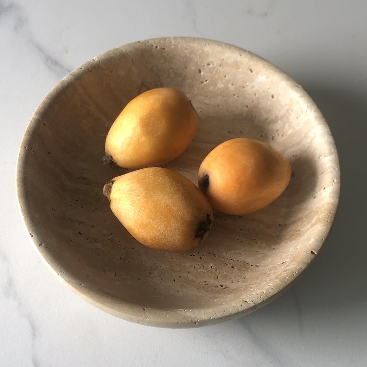 Large Marble Round Bowl HandCrafted Decorative Dish Fruit Bowl for Home Decorative (Beige