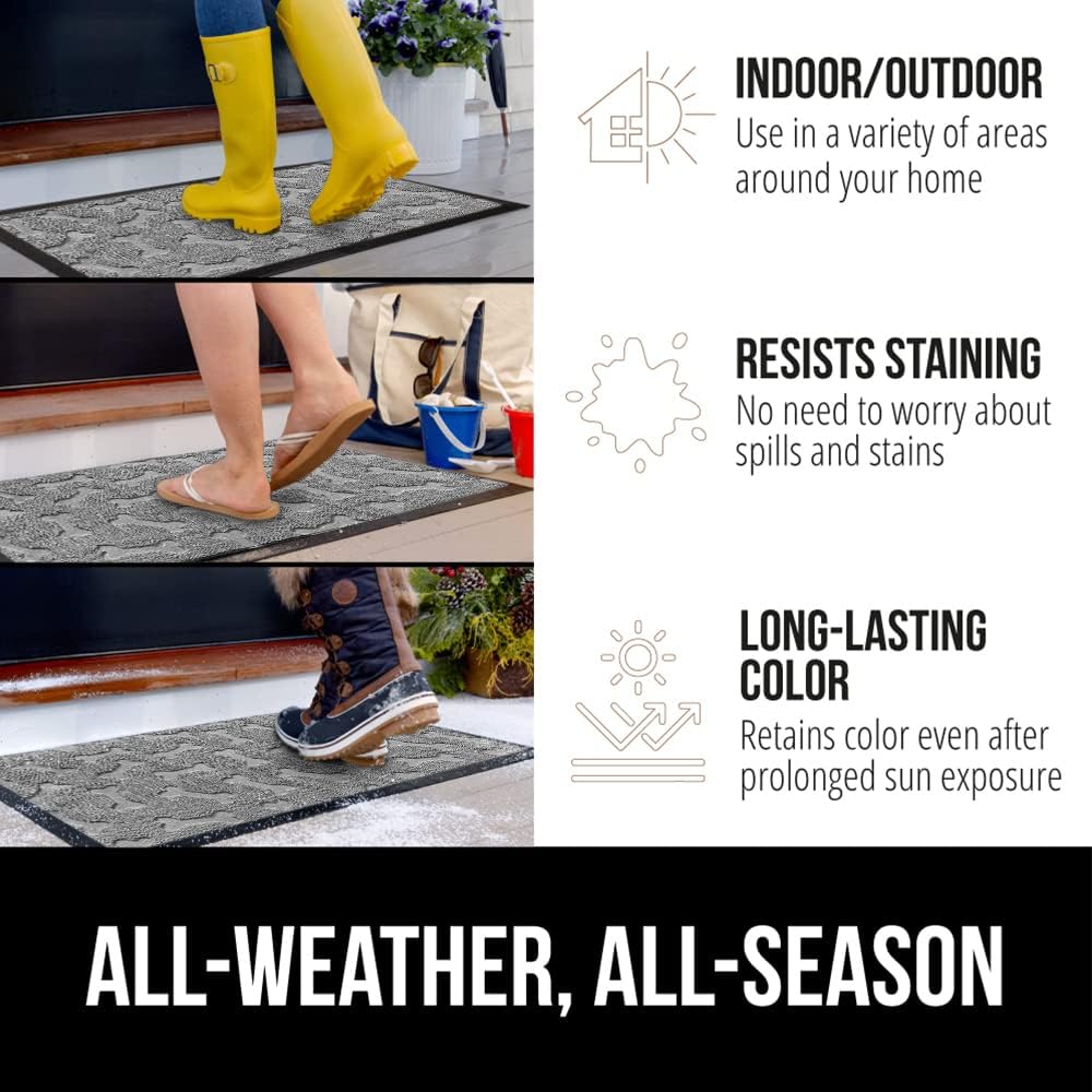 GORILLA GRIP 100% Waterproof All-Season WeatherMax Doormat 35x23, US Designed Natural Rubber, Stain