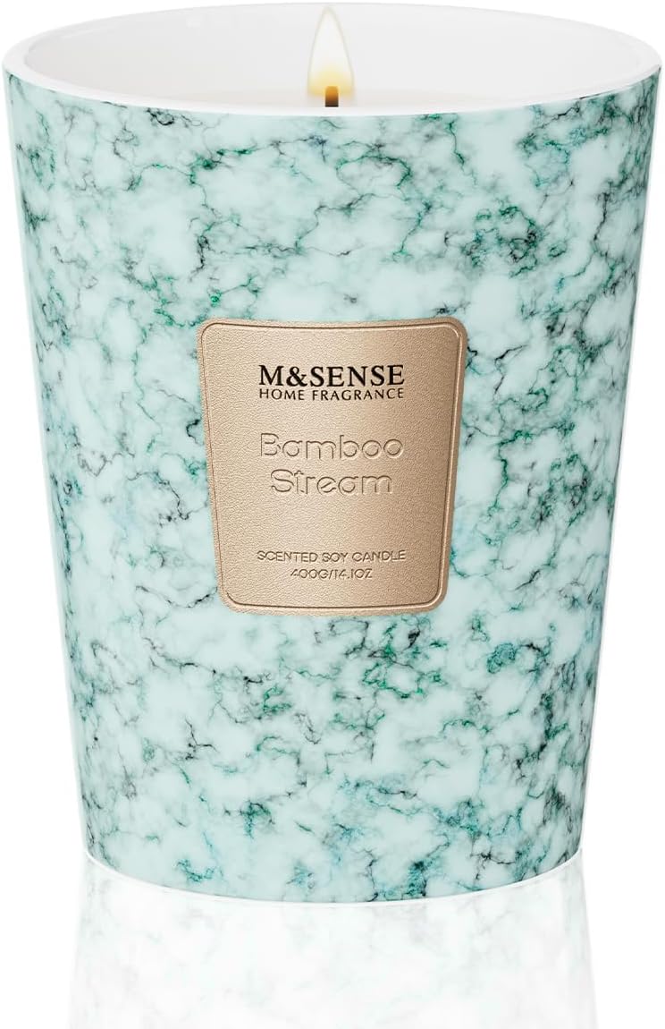 M&SENSE BambooStream Scented Candles for Home, Lead-Free Wick Highly Scented Jar Candles, 14.1 Oz