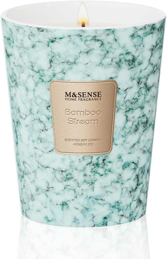 M&SENSE BambooStream Scented Candles for Home, Lead-Free Wick Highly Scented Jar Candles, 14.1 Oz