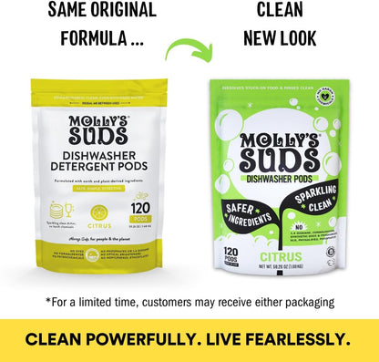 Molly's Suds Dishwasher Pods | Clean Dishwasher Detergent, Cuts Grease & Rinses Clean