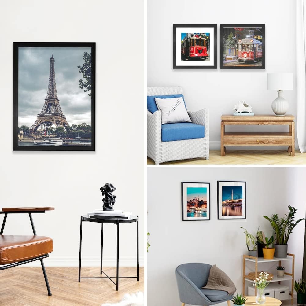 12x12 Picture Frame Set of 6, Display Pictures 8x8 with Mat or 12x12 Without Mat for Wall