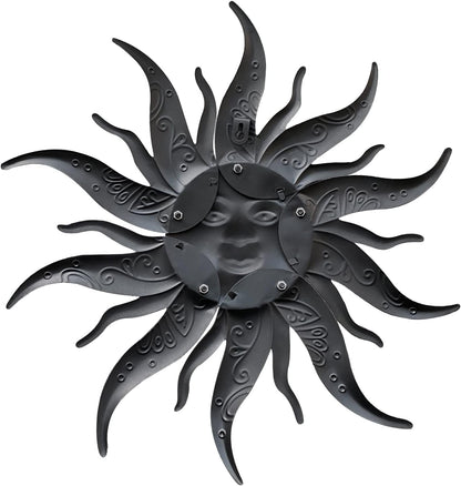 Metal Sun Wall Art Decor-17.3 inches Rustic Retro Metal Sun Hanging Decoration for Indoor