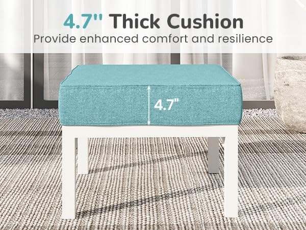 Solaste Outdoor Footstools Patio Ottoman Set of 2, Aluminum All-Weather Outdoor Footrest Seat with