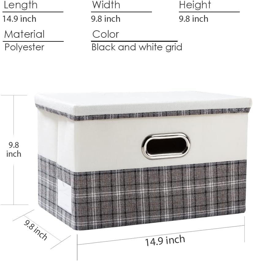 PRANDOM Collapsible Storage Bin with Lid [3-Pack] Fabric Foldable Storage Box Organizer Container